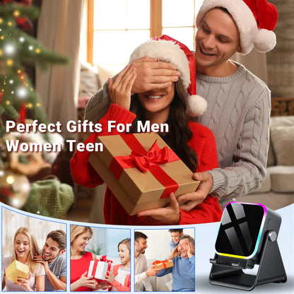 Wireless Induction Audio Speaker Stand, 5In1 Cellphone Holder, 3500Mah Rechargeable Emergency Power Bank,360° Adjustable Mobile Tablet Stand with Colorful Ambient Light Gifts for Men Women Mothersdaygift