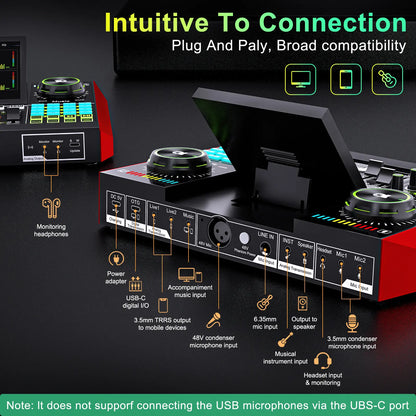 【Live Exclusive】 Tenlamp G10-P15 Mixing Sound Card Kit, Usb Audio Mixer Customizable Sound Effects, Two-Level Noise Reduction, Equipped with a Condenser Microphone, Suitable for Livestreaming, Gaming, Singing, Podcasting