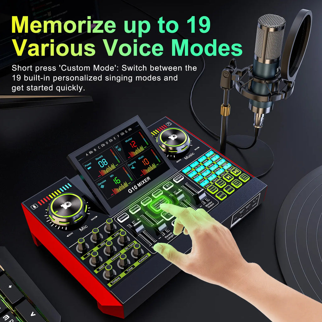 【Live Exclusive】 Tenlamp G10-P15 Mixing Sound Card Kit, Usb Audio Mixer Customizable Sound Effects, Two-Level Noise Reduction, Equipped with a Condenser Microphone, Suitable for Livestreaming, Gaming, Singing, Podcasting