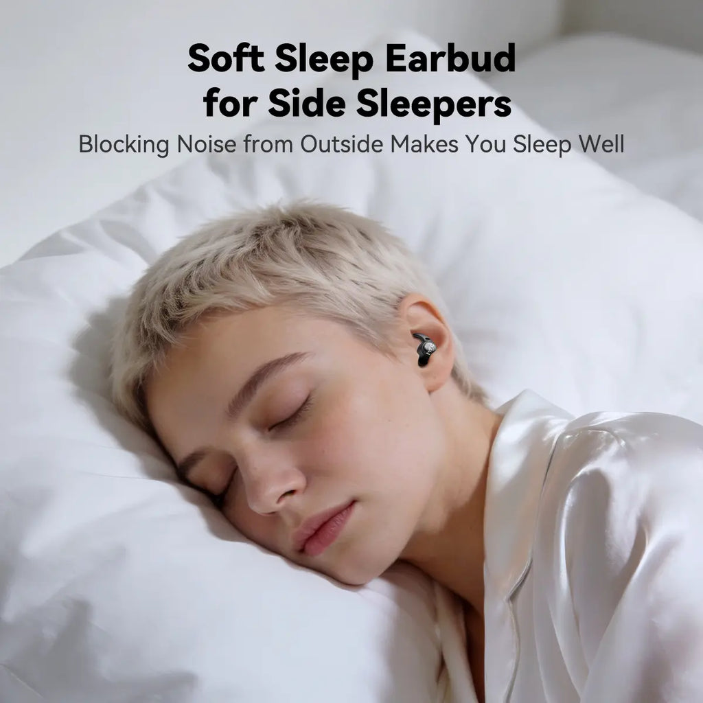 HTC NE76 Bluetooth Wireless Earbuds Sleep Earphones,Bluetooth 6.0,Noise-Canceling Earphones.Improves Sleep Quality,Zero Pressure on the Ears When Sleeping on Your Side,Invisible Flat-Head Earphones,Suitable for Travel and Side Sleepers