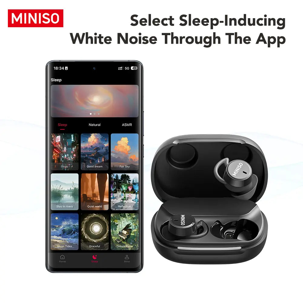 MINISO MS217 Wireless Earbuds Bluetooth 6.0 Headphones, Sleep Earbuds, Waterproof Wireless Earphones, Mini Invisible in Ear Earbuds, Suitable for Office, Sports, Sleeping, Study and Audio Calls, Built in Microphone, Gaming Bluetooth Headphones