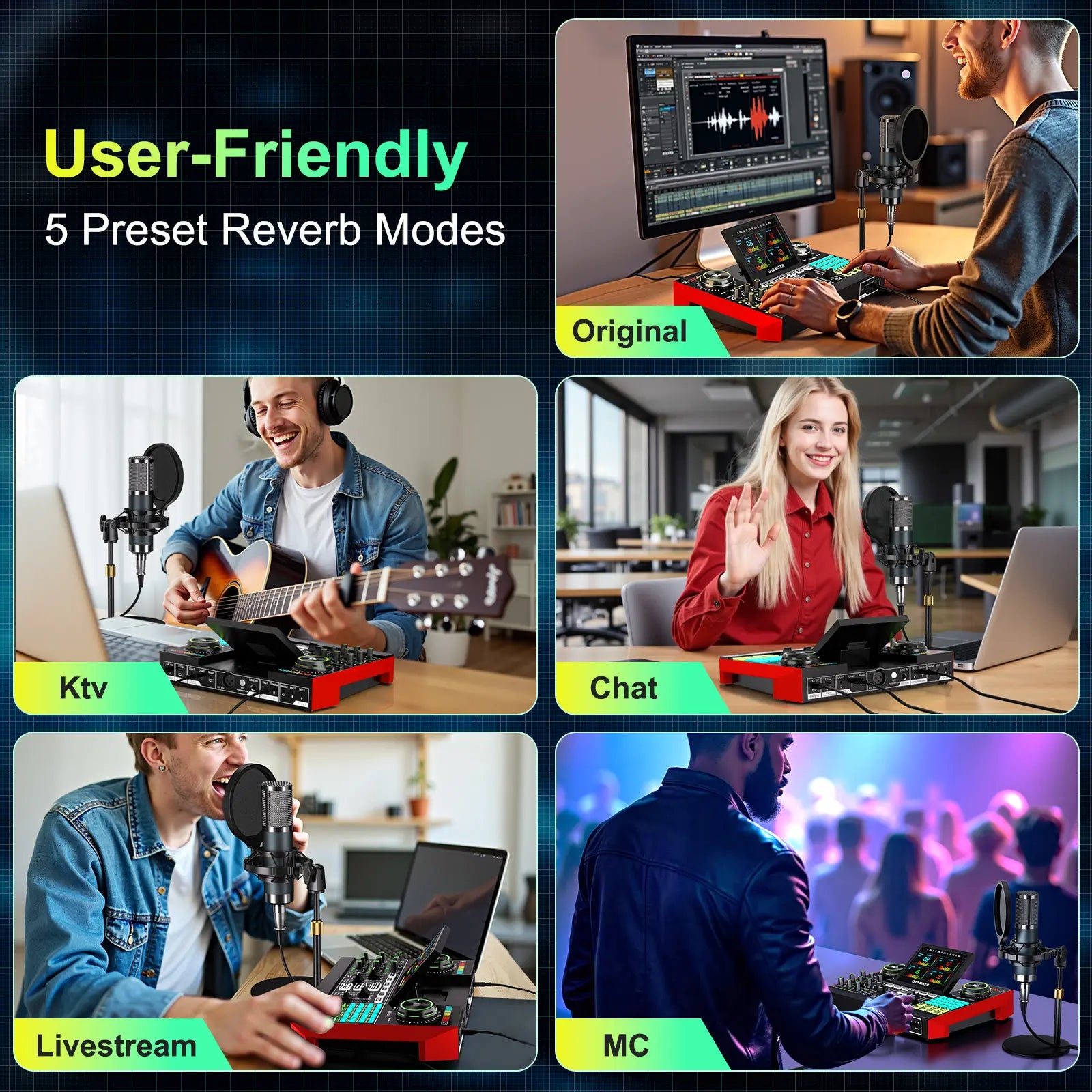 【Live Exclusive】 Tenlamp G10-P15 Mixing Sound Card Kit, Usb Audio Mixer Customizable Sound Effects, Two-Level Noise Reduction, Equipped with a Condenser Microphone, Suitable for Livestreaming, Gaming, Singing, Podcasting