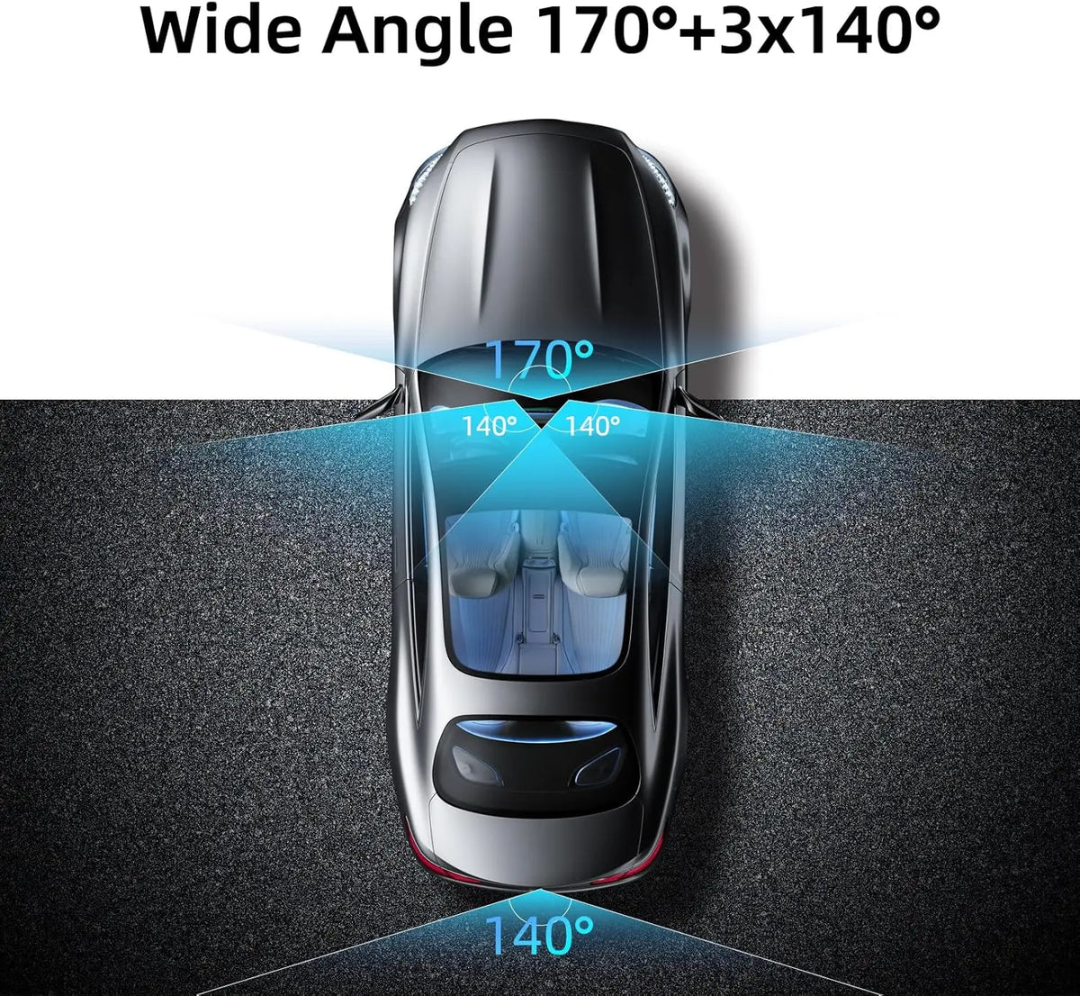 4 Channel Dash Cam with 360° Surround View Includes FREE OBD Cable for 24/7 Parking Monitor 4 Lens Front Rear inside Left Right Recording 3" Display, Built-In Wifi, 64GB Card Clear Night Vision, Hdr，Automotive Driving Recorder