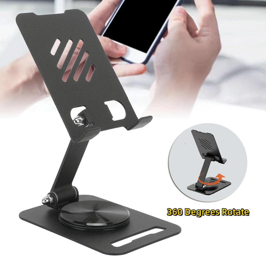 360° Foldable Desk Phone Stand — Black