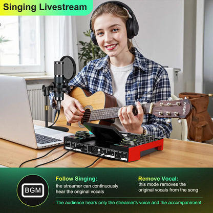 【Live Exclusive】 Tenlamp G10-P15 Mixing Sound Card Kit, Usb Audio Mixer Customizable Sound Effects, Two-Level Noise Reduction, Equipped with a Condenser Microphone, Suitable for Livestreaming, Gaming, Singing, Podcasting