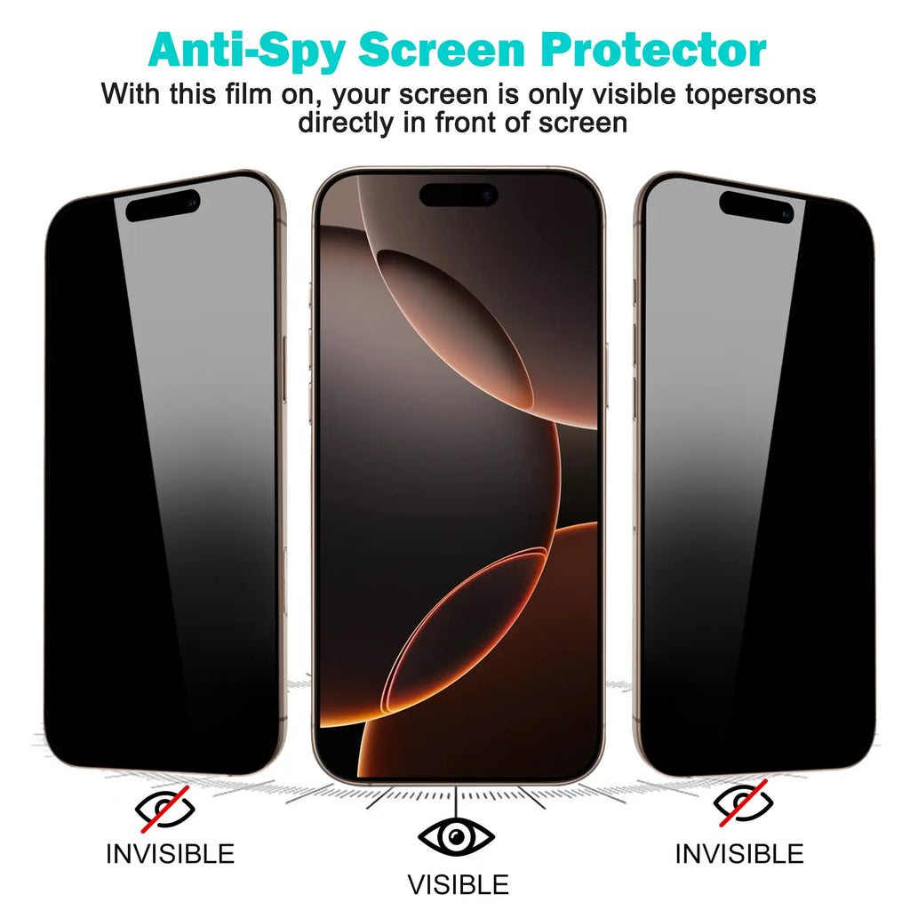 Pehael for Iphone 17/16/15/14/13/12/11 Series Privacy Screen Protector Anti-Spy Tempered Glass Cellphone Shockproof Full Coverage Protection Protective