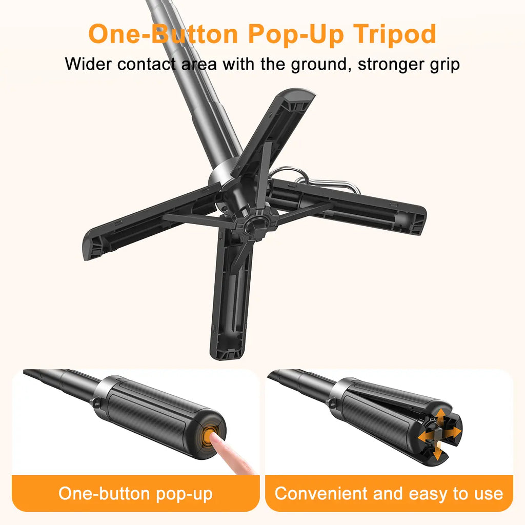 2026 Upgrated 4-In-1 Magnetic Selfie Stick with Remote for Cell Phone 360° Rotation.Can Transforms into Mini Tripod/Camera Grip/Handheld Stabilizer/Phone Stand.Extend to 25 Inches