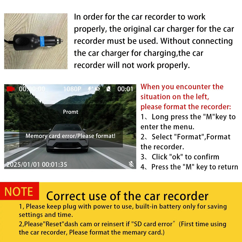 4 Channel Car Dash Cam,1080P Car DVR with 64GB Memory Card,Plug and Play (Need Charge）Car Video Surveillance with Night Vision，24/7Parking Mode Car DVR Hd Screen Front Rear Left and Right Dashcam