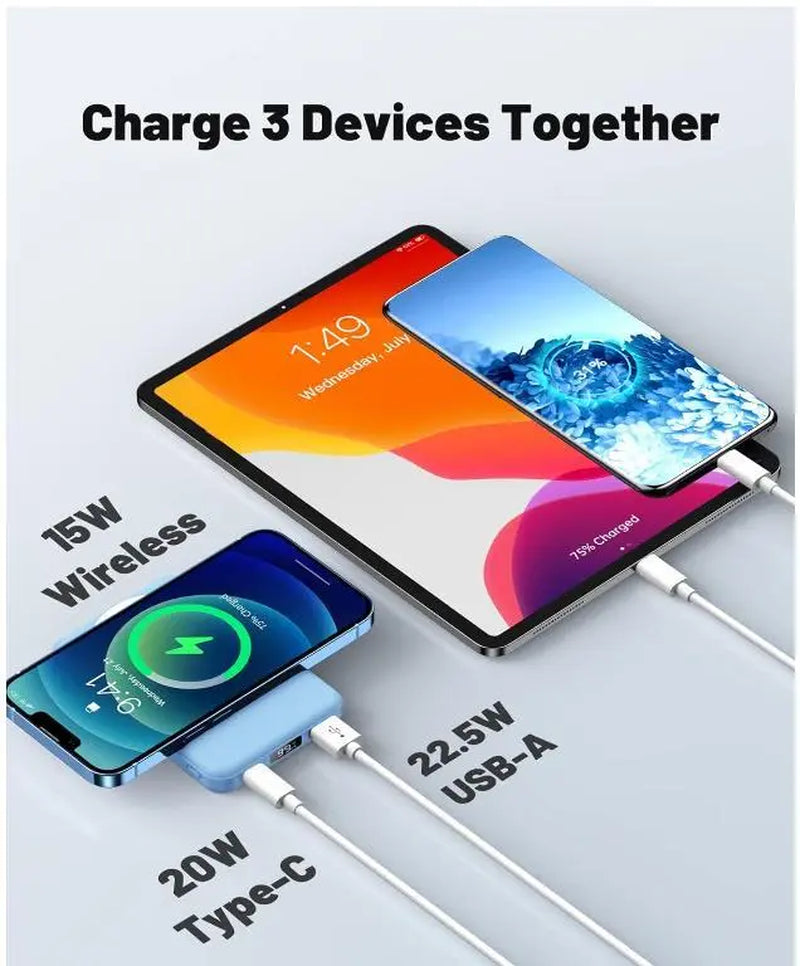 10000Mah Magnetic Power Bank – Portable Charger with Foldable Stand, LED Digital Display, Charge Iphone & Android Devices Simultaneously Summervibes
